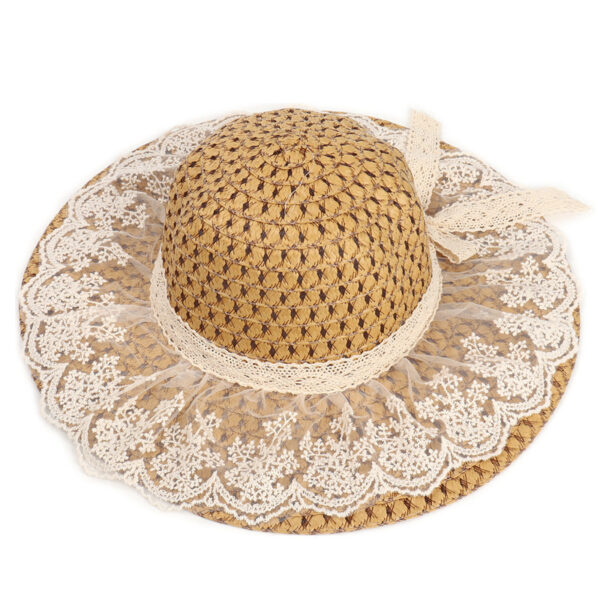 Women Lace Sun Hats For Wide Brim Straw Beach - Image 2