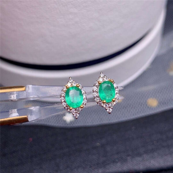 Natural Emerald S925 Silver Female Earrings - Image 2