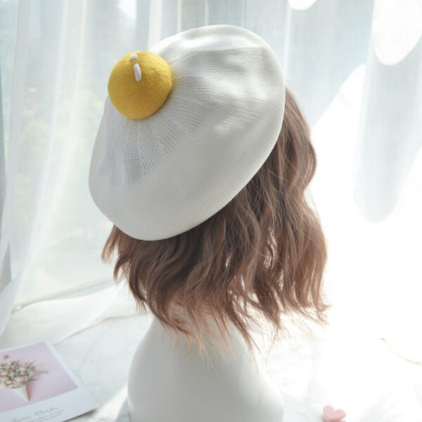 Thin Breathable Cute Poached Egg Beret