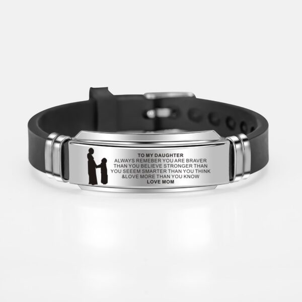 To My Son Daughter Painting Inspirational Stainless Steel Charms Adjustable Silicone Bracelet - Image 5